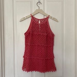 Pink eyelet halter top